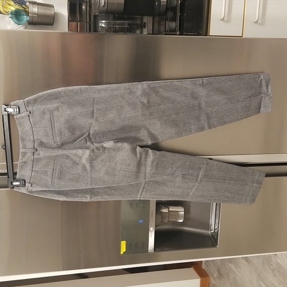💕ANINE BING💕 Becky Trouser Pant Straight Leg High Waisted Grey Fishbone 32 NWT - Picture 7 of 12